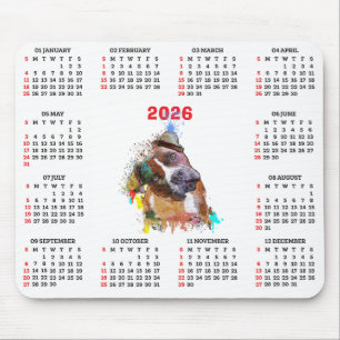 Alfombrilla De Ratón Calendario personalizable de perro Pittie lindo  