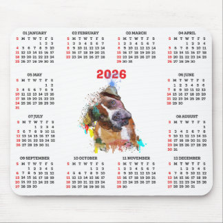 Alfombrilla De Ratón Calendario personalizable de perro Pittie lindo
