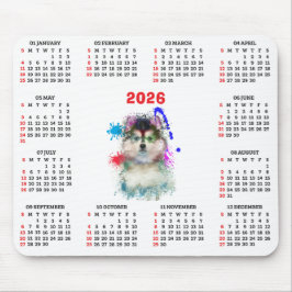 Alfombrilla De Ratón Calendario personalizable de perro Pomsky lindo 