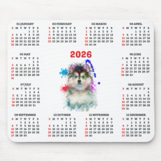Alfombrilla De Ratón Calendario personalizable de perro Pomsky lindo