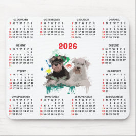 Alfombrilla De Ratón Calendario personalizable de perro Schnauzer lindo