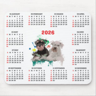 Alfombrilla De Ratón Calendario personalizable de perro Schnauzer lindo