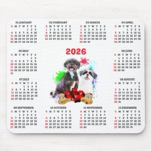 Alfombrilla De Ratón Calendario personalizable de perro Shih Tzu lindo