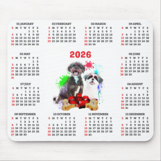 Alfombrilla De Ratón Calendario personalizable de perro Shih Tzu lindo