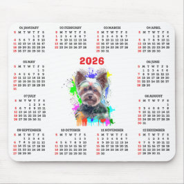 Alfombrilla De Ratón Calendario personalizable de perro Yorkie lindo