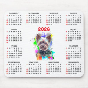 Alfombrilla De Ratón Calendario personalizable de perro Yorkie lindo