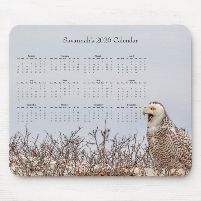 Alfombrilla De Ratón Calendario personalizable de todo el año 2026 de B (Frente)