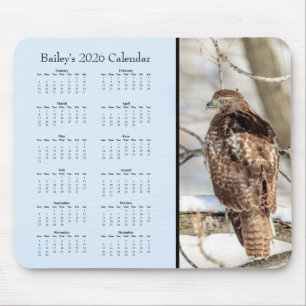 Alfombrilla De Ratón Calendario personalizable del año 2026 del halcón