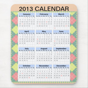 Alfombrilla De Ratón Calendario personalizado 2013 en un Mousepad