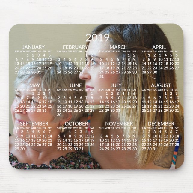 Alfombrilla De Ratón Calendario personalizado 2019 Mousepads Añadir fot (Frente)