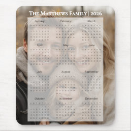 Alfombrilla De Ratón Calendario personalizado con nombre de familia y f