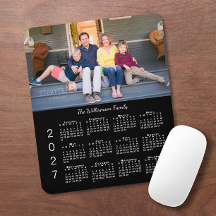 Alfombrilla De Ratón Calendario Personalizado de Fotos Negro 2027