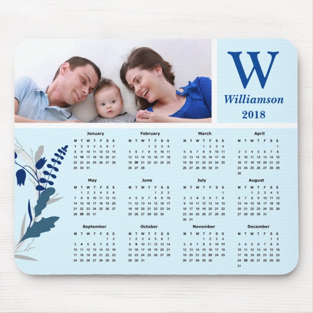 Alfombrilla De Ratón Calendario personalizado de la foto de familia (Frente)