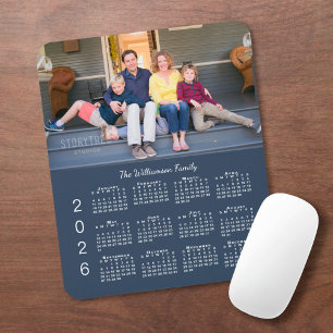 Alfombrilla De Ratón Calendario personalizado de nombre fotográfico de