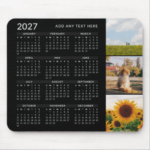 Alfombrilla De Ratón Calendario personalizado moderno de 3 fotos para 2