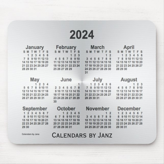 Alfombrilla De Ratón Calendario Plateado 2024 por Janz Mouse Pad (Frente)