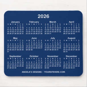 Alfombrilla De Ratón Calendario promocional azul marino y blanco
