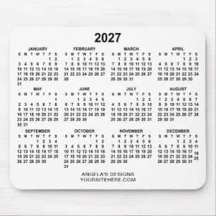 Alfombrilla De Ratón Calendario promocional blanco y negro 2027