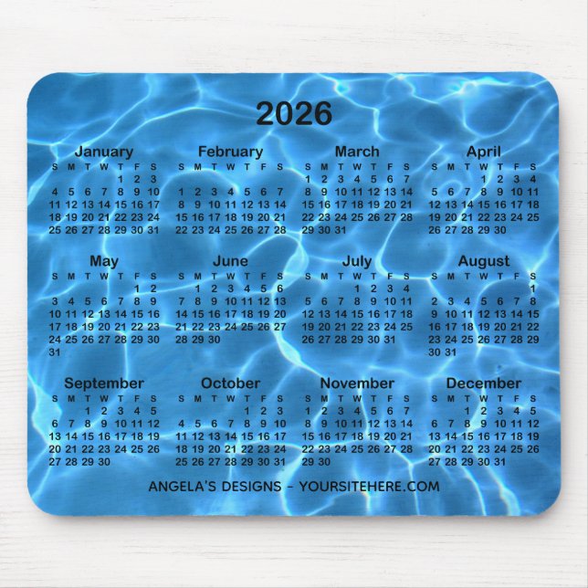 Alfombrilla De Ratón Calendario promocional de la piscina azul Aqua (Frente)