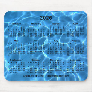 Alfombrilla De Ratón Calendario promocional de piscina azul Aqua