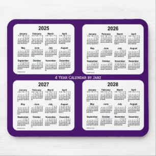Alfombrilla De Ratón Calendario púrpura de 4 años 2025-2028, de Janz