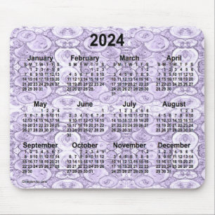Alfombrilla De Ratón Calendario púrpura de burbujas pequeñas 2024, de J