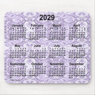 Alfombrilla De Ratón Calendario púrpura de burbujas pequeñas 2029, de J