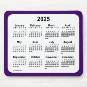 Alfombrilla De Ratón Calendario púrpura y blanco 2025 de Janz Two Tone