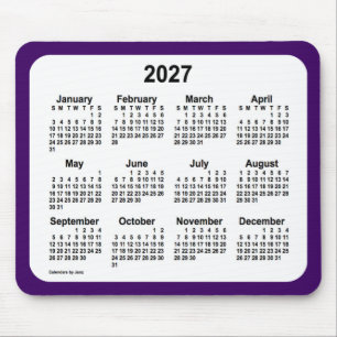 Alfombrilla De Ratón Calendario púrpura y blanco 2027 de Janz Two Tone