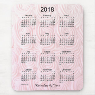 Alfombrilla De Ratón Calendario que hiela rosado 2018 por el cojín de