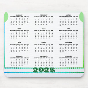Alfombrilla De Ratón Calendario sencillo y completo 2025 Mousepad