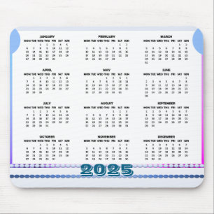 Alfombrilla De Ratón Calendario sencillo y completo 2025 Mousepad