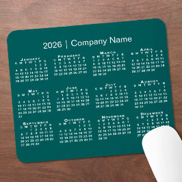Alfombrilla De Ratón Calendario Simple 2026 Nombre de la Empresa en Azu