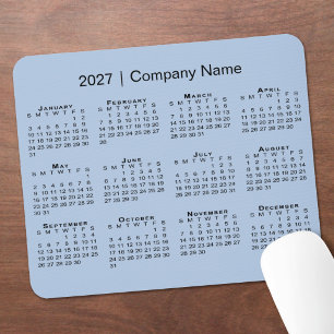 Alfombrilla De Ratón Calendario Simple 2027 Nombre de la Empresa Azul C