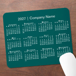 Alfombrilla De Ratón Calendario Simple 2027 Nombre de la Empresa Azul-V