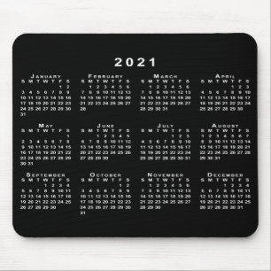 Alfombrilla De Ratón Calendario simple en blanco y negro 2021