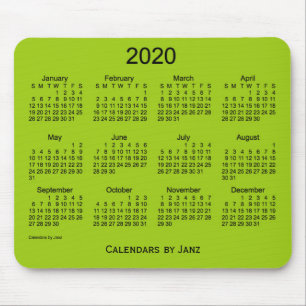 Alfombrilla De Ratón Calendario Verde Amarillo 2020, por Janz Mouse Pad