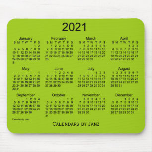 Alfombrilla De Ratón Calendario Verde Amarillo 2021 por Janz Mouse Pad