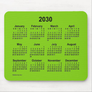 Alfombrilla De Ratón Calendario Verde Amarillo 2030 por Janz Mouse Pad