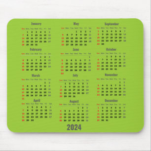 Alfombrilla De Ratón Calendario Verde Amarillo de 52 semanas 2024