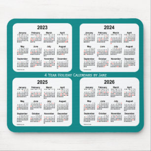 Alfombrilla De Ratón Calendario Verde azulado de vacaciones 2023-2026 d