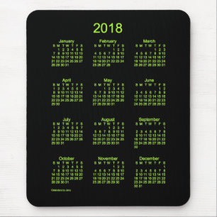 Alfombrilla De Ratón Calendario verde de neón 2018 por el cojín de