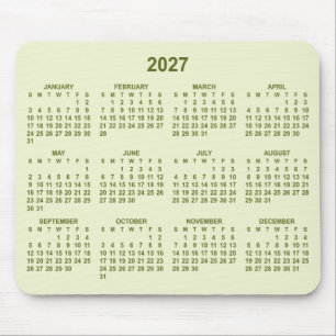Alfombrilla De Ratón Calendario Verde Lima Pastel 2027
