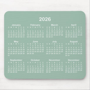 Alfombrilla De Ratón Calendario Verde y Blanco Té