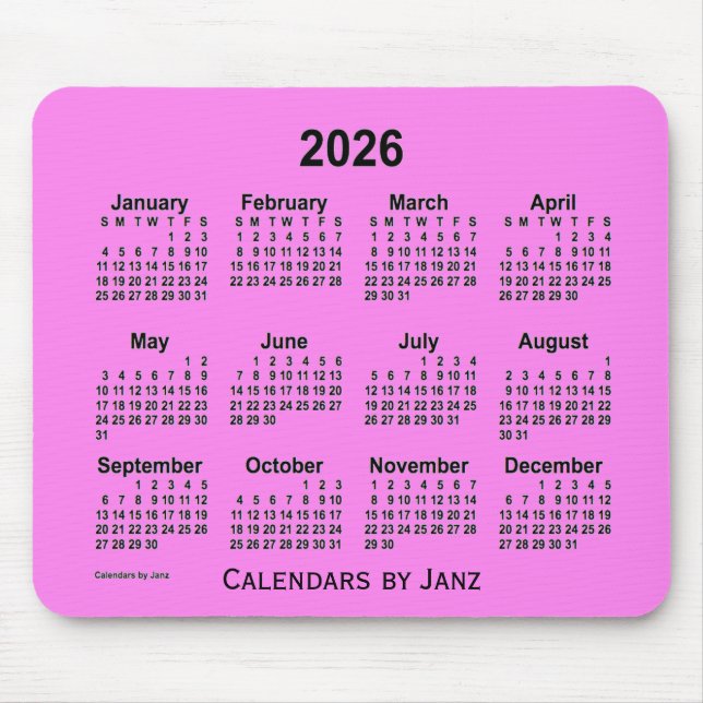 Alfombrilla De Ratón Calendario Violeta 2026 de Janz Mouse Pad (Frente)