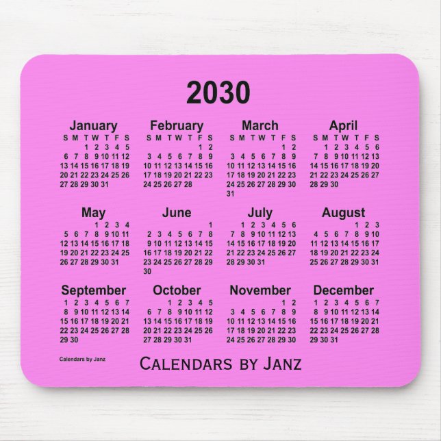 Alfombrilla De Ratón Calendario Violeta 2030 de Janz Mouse Pad (Frente)