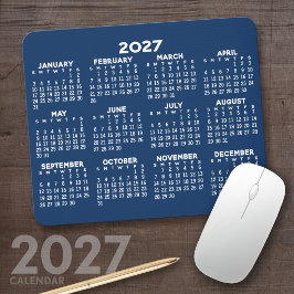 Alfombrilla De Ratón Calendario Vista Año Completo 2027 - horizontal