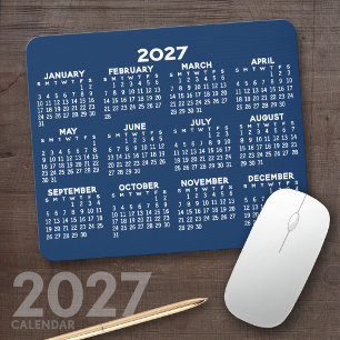 Alfombrilla De Ratón Calendario Vista Año Completo 2027 - horizontal
