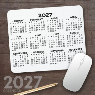 Alfombrilla De Ratón Calendario Vista Año Completo 2027 - horizontal