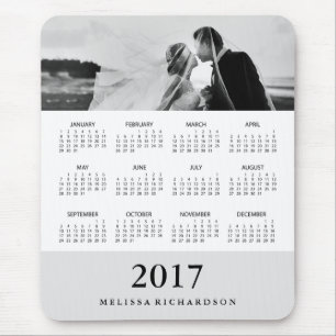 Alfombrilla De Ratón Calendario y foto modernos de banda gris 2017